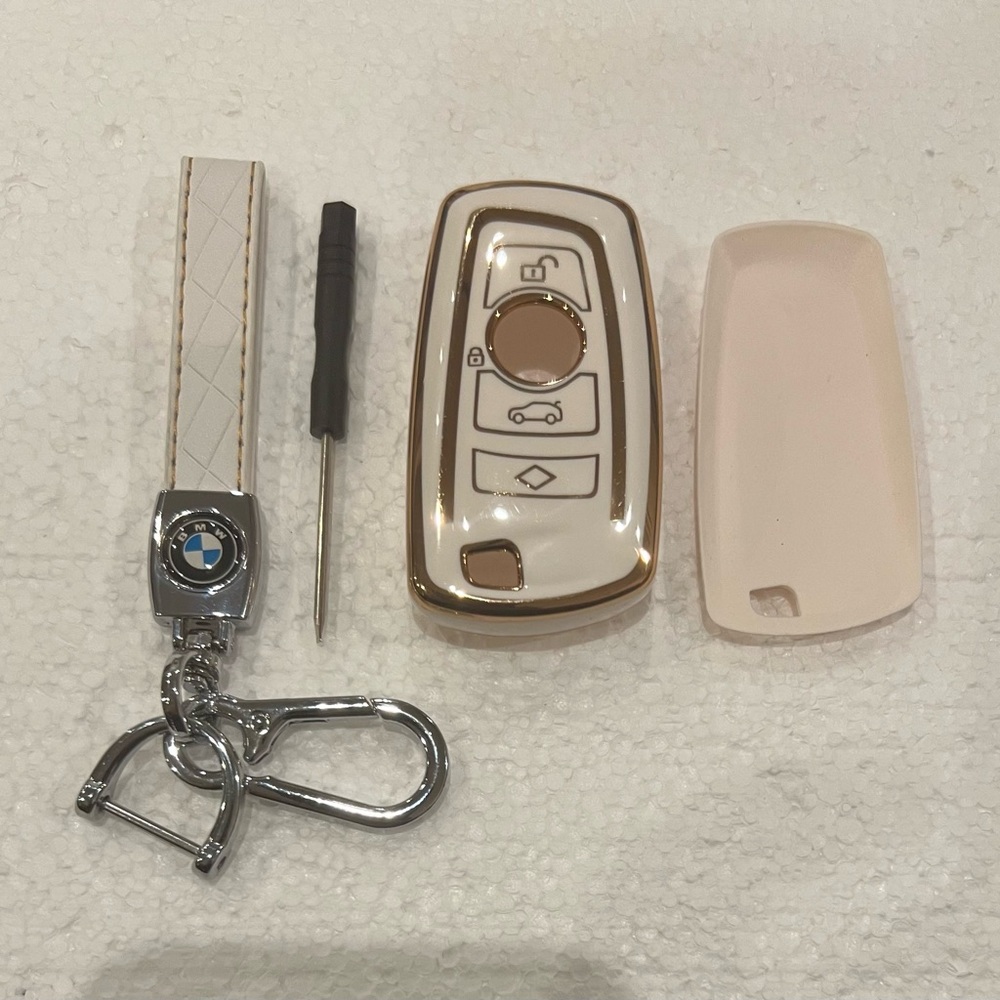 BMW Gold and Cream Key Fob Cover Set